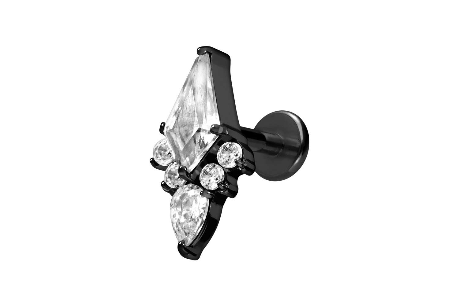 Titan Labret Piercing mit Innengewinde KRISTALLSCHILD